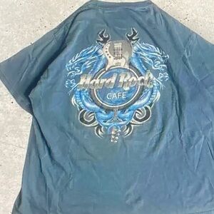 Hard Rock Cafe Charcoal Tee with Blue Graphic